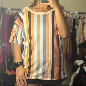 BiBi Multicolor Stripe Short Sleeve Top